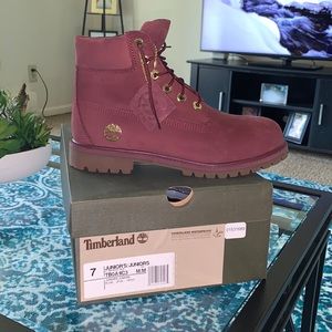 Juniors Burgundy Waterproof Timberland Boots